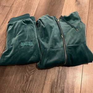 Teal velvet tracksuits